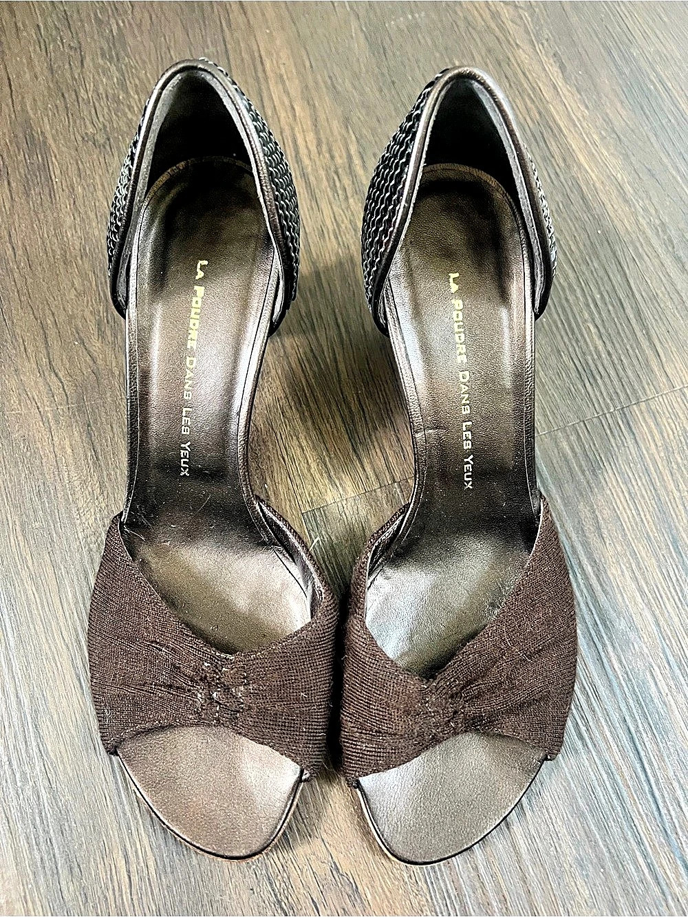 La Poudre Dans Les Yeux Women's Sequined Heels in Brown & Black